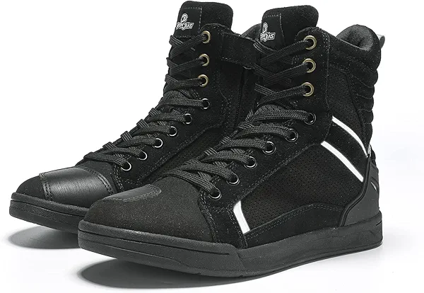 BORLENI Motorcycle Boots Street Riding Shoes Anti-Slip Outdoor Trekking Hike Work Shoes for Men