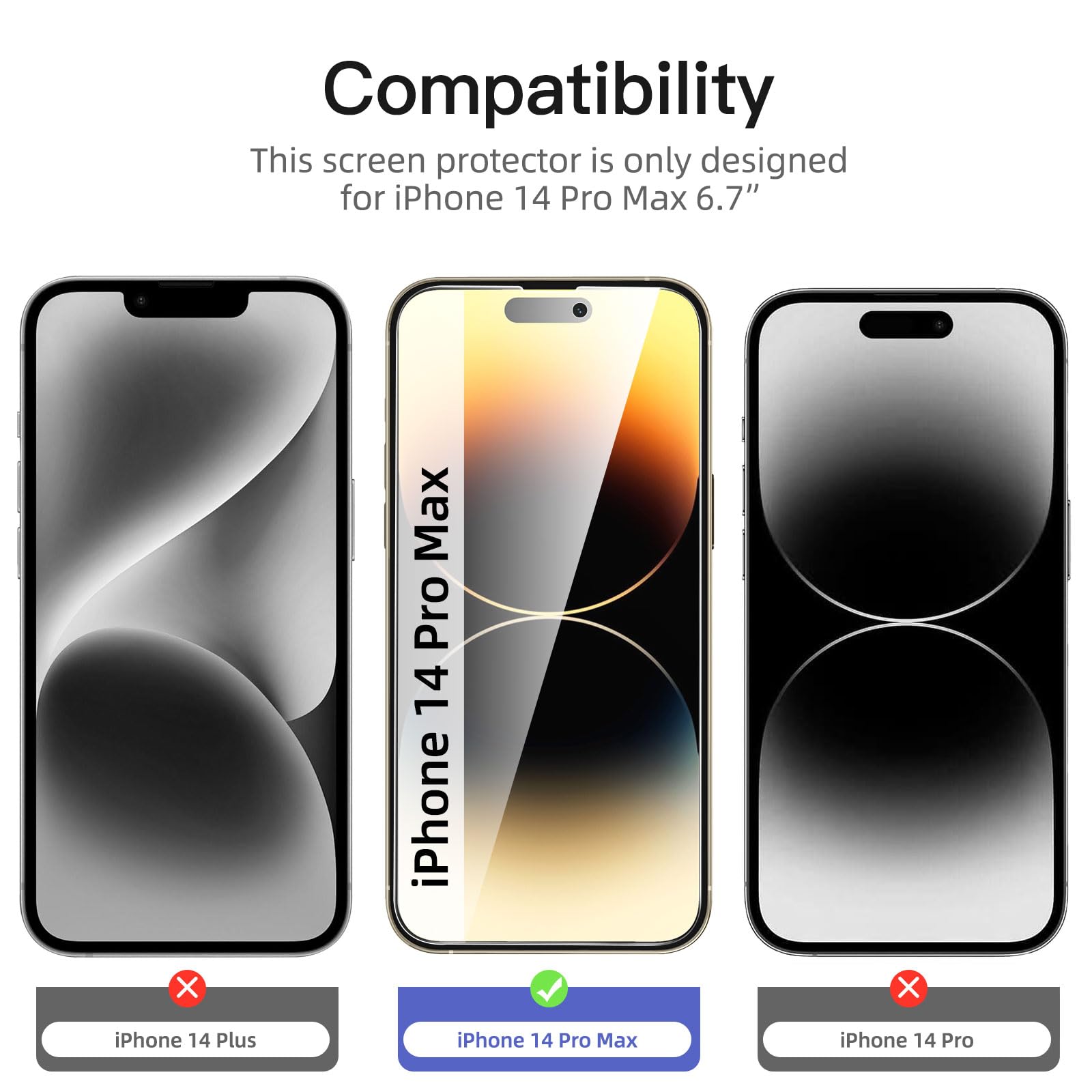 NEW'C 3 Pezzi, Pellicola Protettiva Privacy per iPhone 14 Pro Max (6,7 Pollici) vetro Temperato Anti-Spionaggio, Angolo di Privacy 28 Gradi Migliorato - Strumento di facile installazione incluso