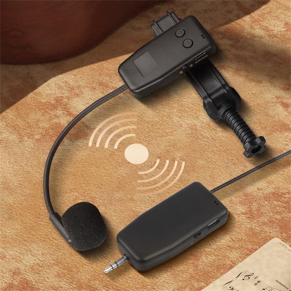 Système de microphone sans fil 2,4 G avec émetteur et récepteur pour violon, alto et violoncelle, noir