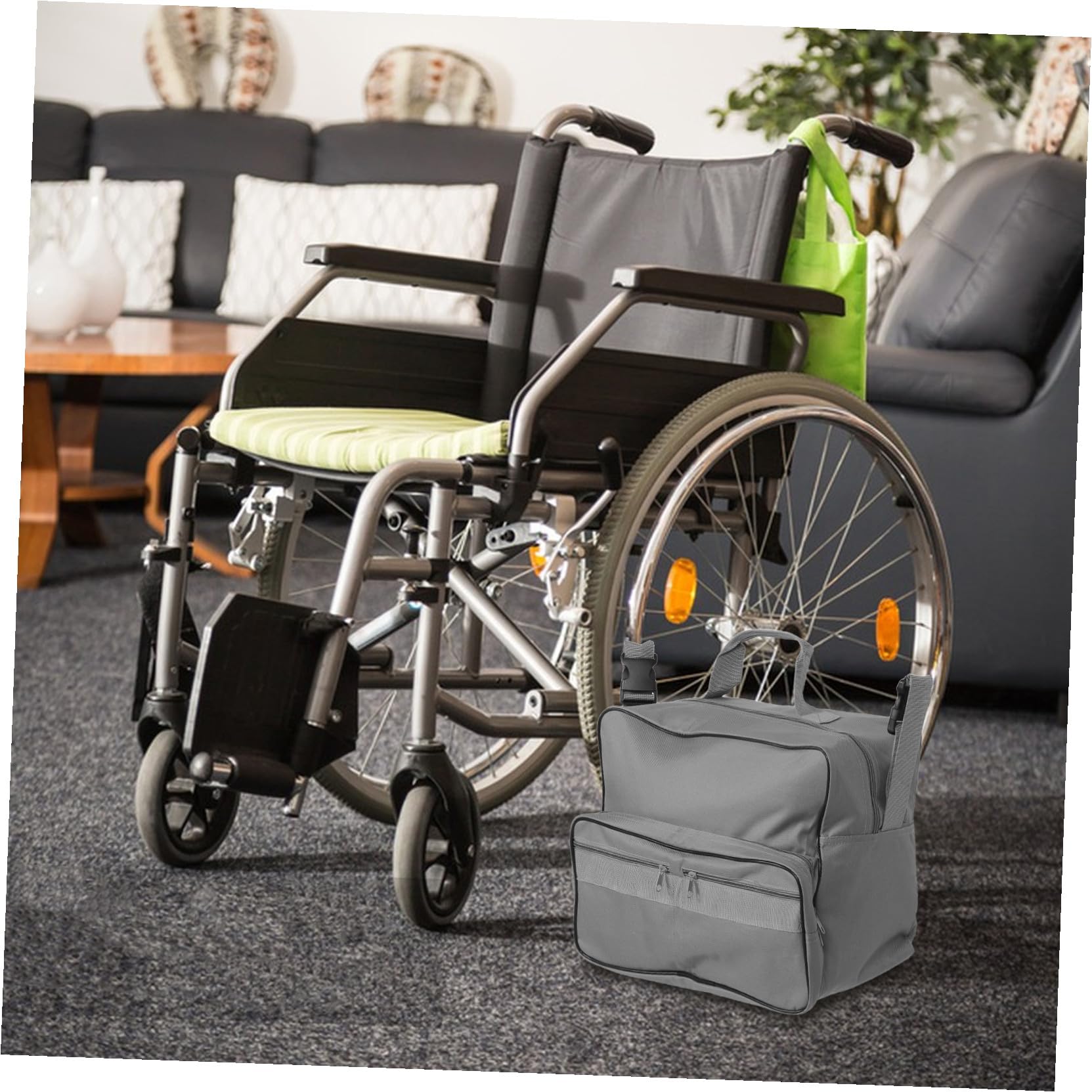 ibasenice Bolsa de Almacenamiento para Silla de Ruedas Mochila Grande para Andadores y Cochecitos con Múltiples Compartimentos para Mayores y Viaje Diseño Ligero y Práctico Gris
