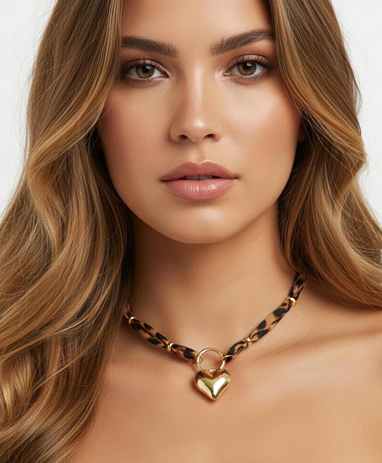 Scarf Necklace with Charm for Women Leopard Choker Necklaces Silk Tie Necklaces Scarfs Choker Necklaces Jewelry - Image 3