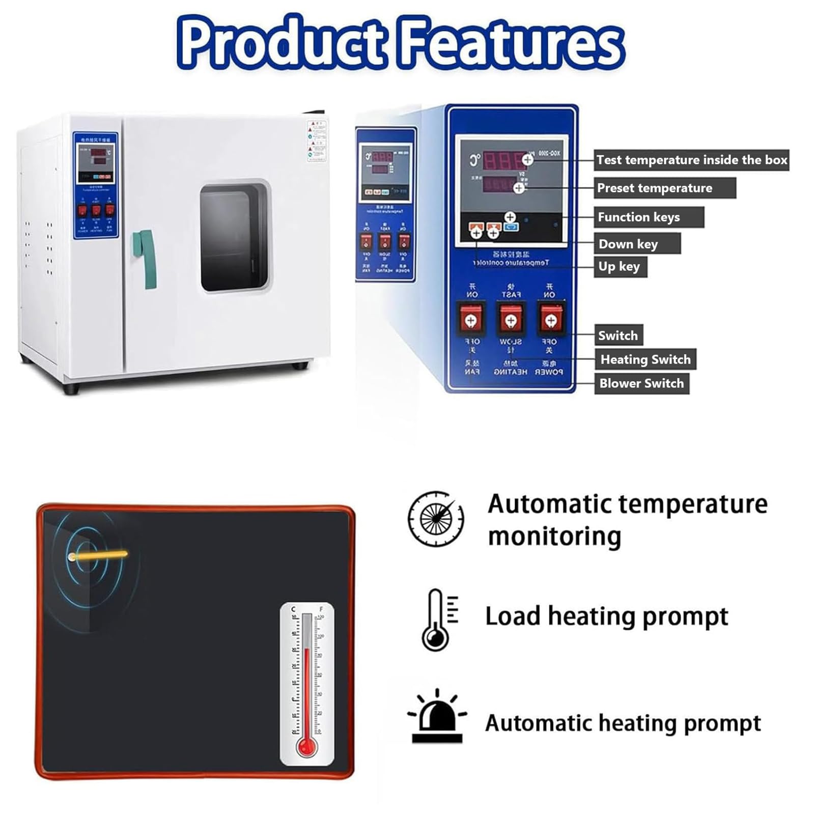 Horno De Secado Al Vacío De 43 Litros Con Interior De Acero Inoxidable, Horno De Laboratorio, Horno De Secado Por Ráfaga De Aire a Temperatura Constante Con Manómetro De Vacío Y Controlador Digital