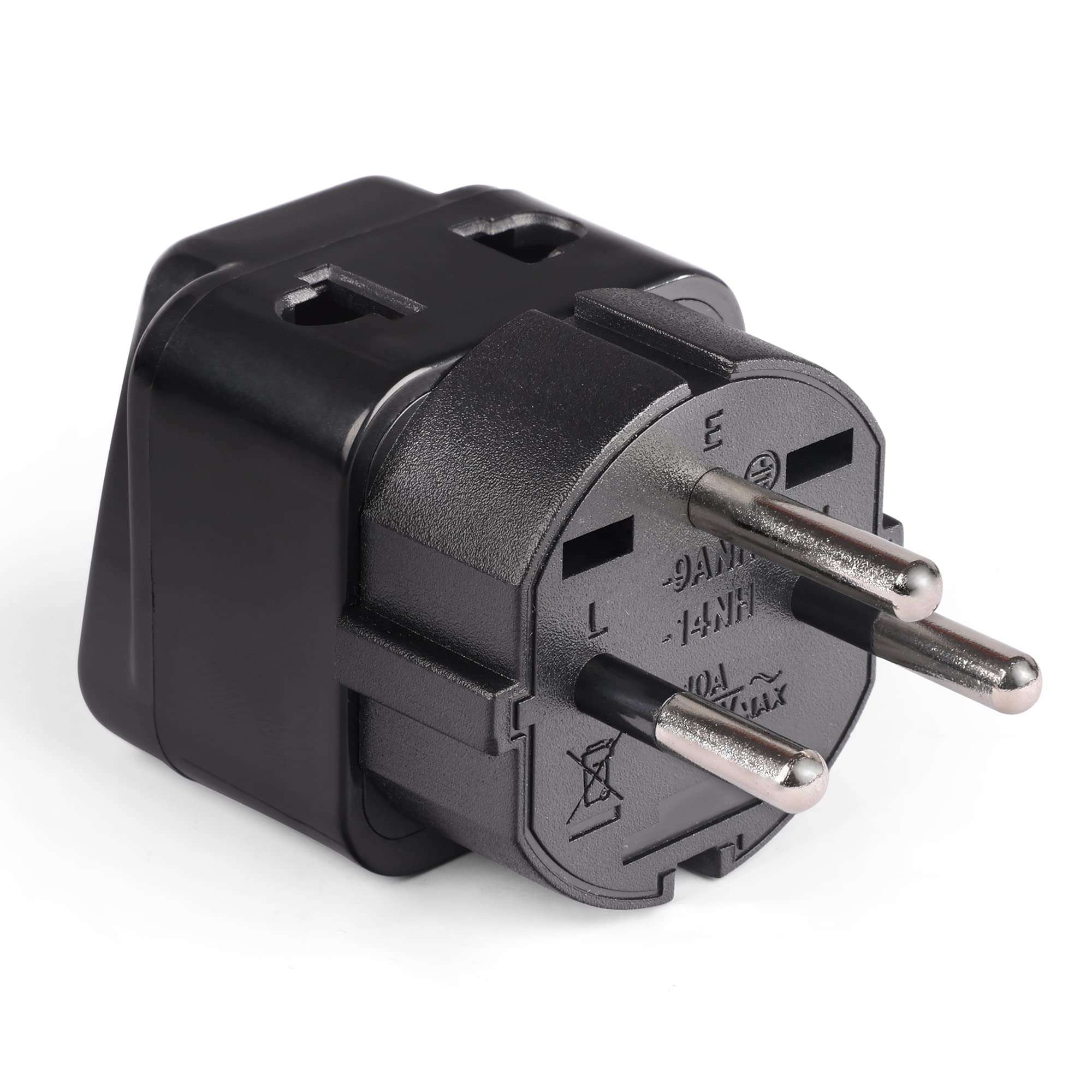 Orei India to Israel, Gaza, Palestine & More (Type H) Travel USB Adapter Plug - 2 in 1 - Ce Certified - Rohs Compliant - Black Color (Db14-Blk) — Amazon image 2