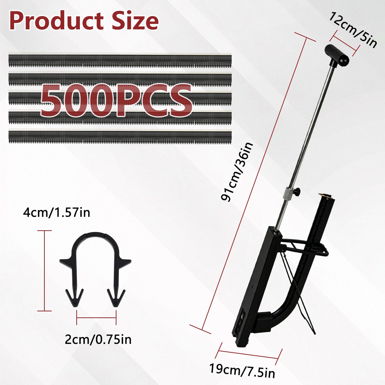 Tackergerät 90cm für Fußbodenheizung Rohrhaltern, Tacker Handgeführte | mit 500 Stück Tackernadeln 40mm, Aufstellständer, Abnehmbar Tacker für Fußbodenheizungsrohr, für Rohre Ø14–20mm Rohr PEX