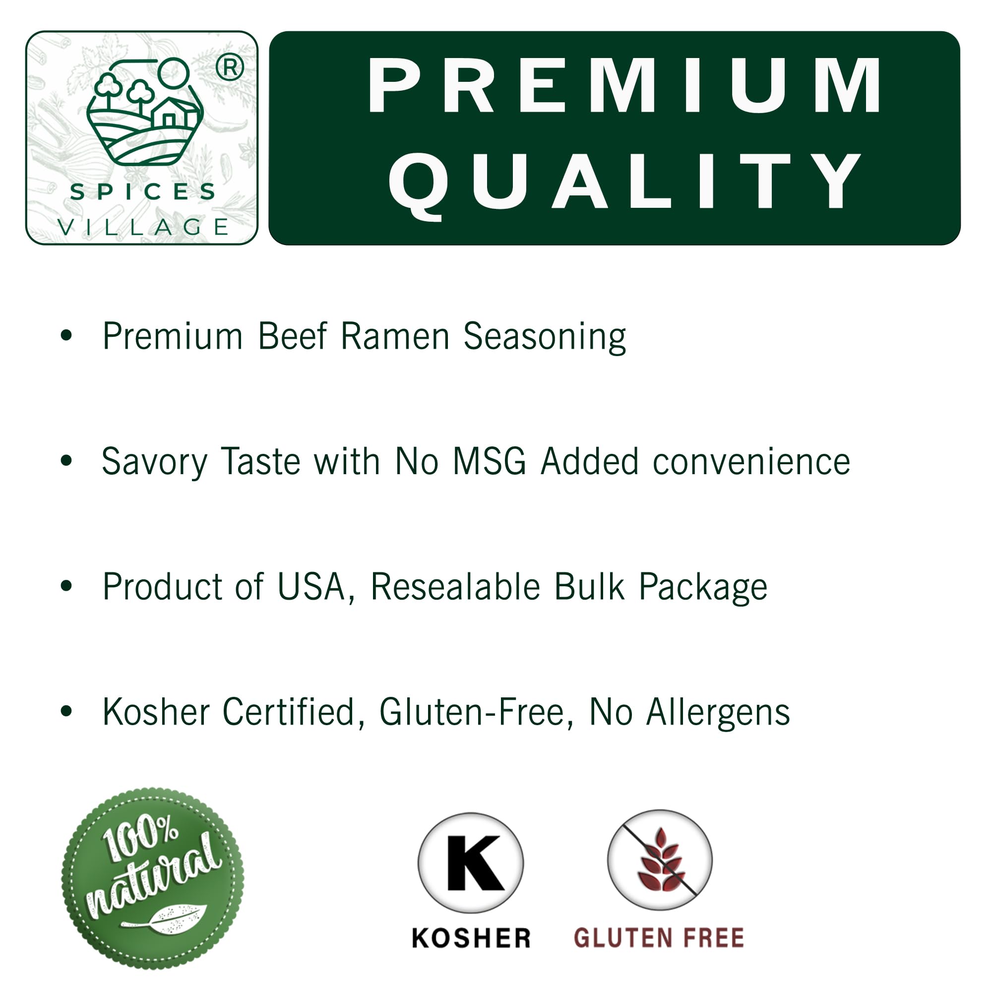 Spices Village Low Sodium Beef Ramen Seasoning, Gluten Free Beef Base, Ramen Broth, Beef Soup Base Powder for Noodle Soup, 16 oz, No MSG Added, Kosher