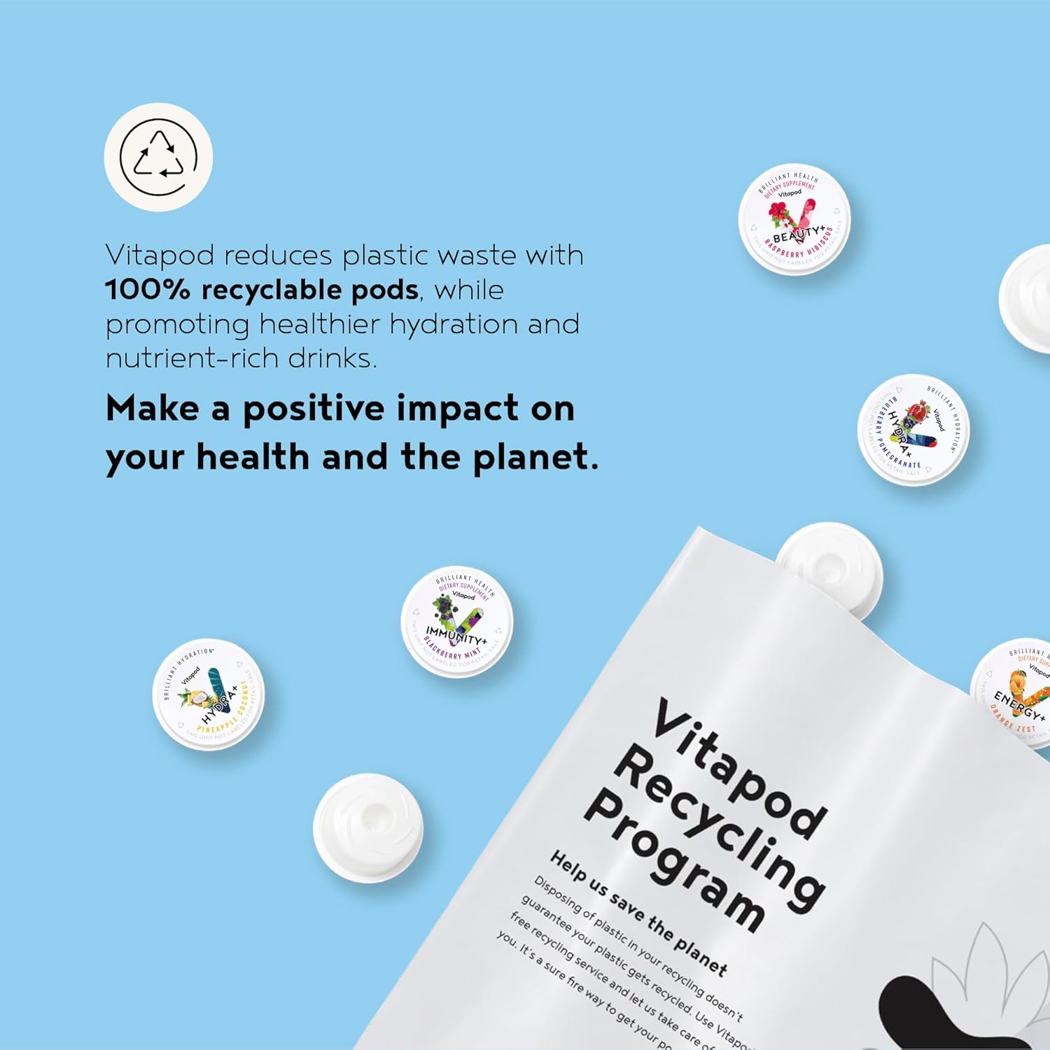 Vitapod Hydra+ Cotton Candy Healthy Hydration Mix - 30 Pods - Electrolytes, Antioxidants, Vitamin C, A, D, E - Water Enhancer and Beverage Mix Packet - Image 5