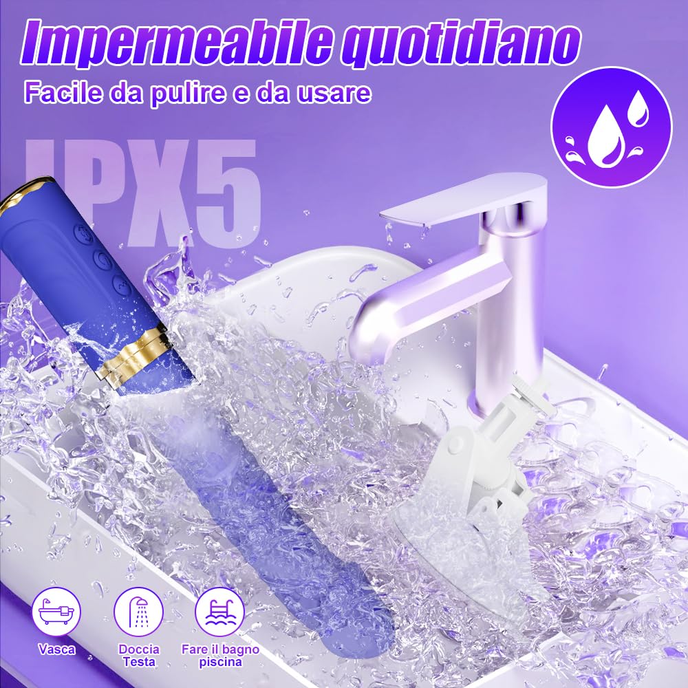 Dildo Vibratoreper Donna Professionale Giocattolo Sessuale a Mani libere Sex Toys 10 Modalità di Spinta e Vibrazione Adatto per la Stimolazione Punto G del Clitoride Anale Ventosa Rimovibile