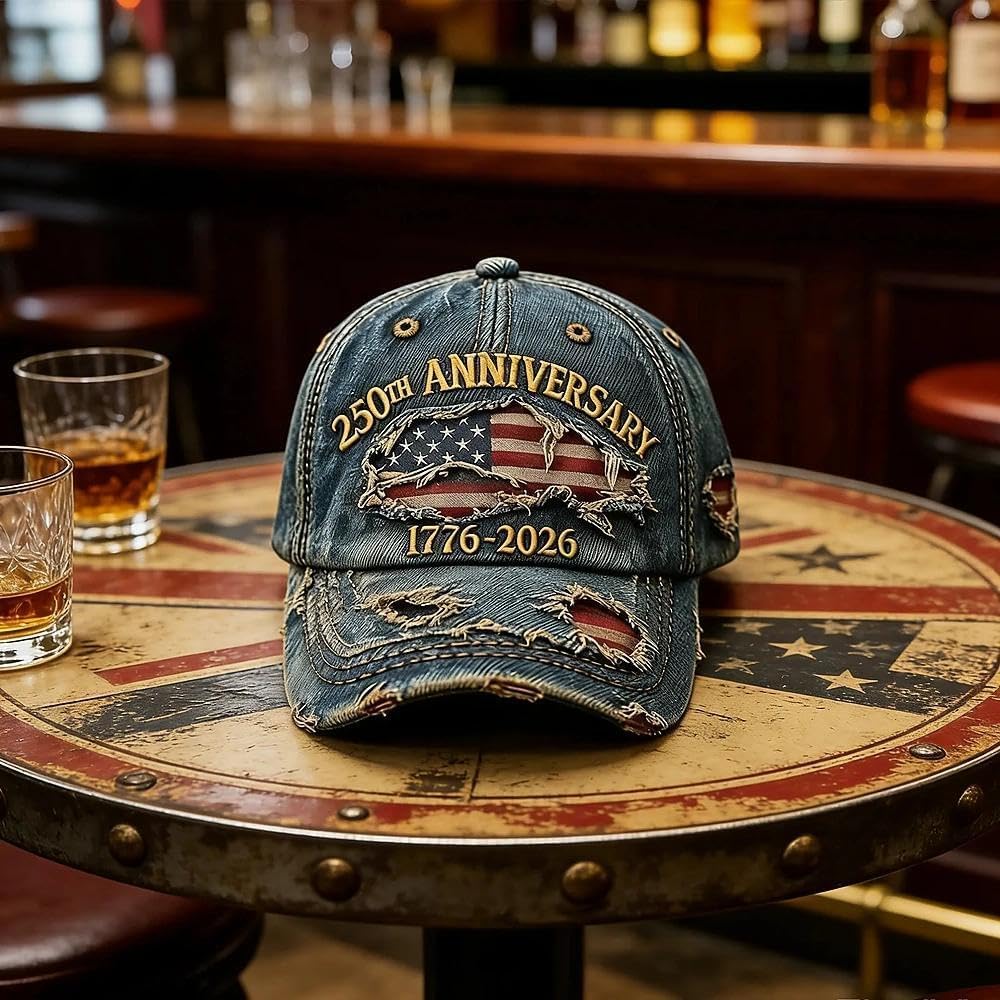 USA 250th Anniversary Distressed Casual Cap,Patriotic Theme 1776-2026 Commemorative Cap,Retro American Tribute Hat Gift Honoring Patriots & Veterans Blue - Image 2