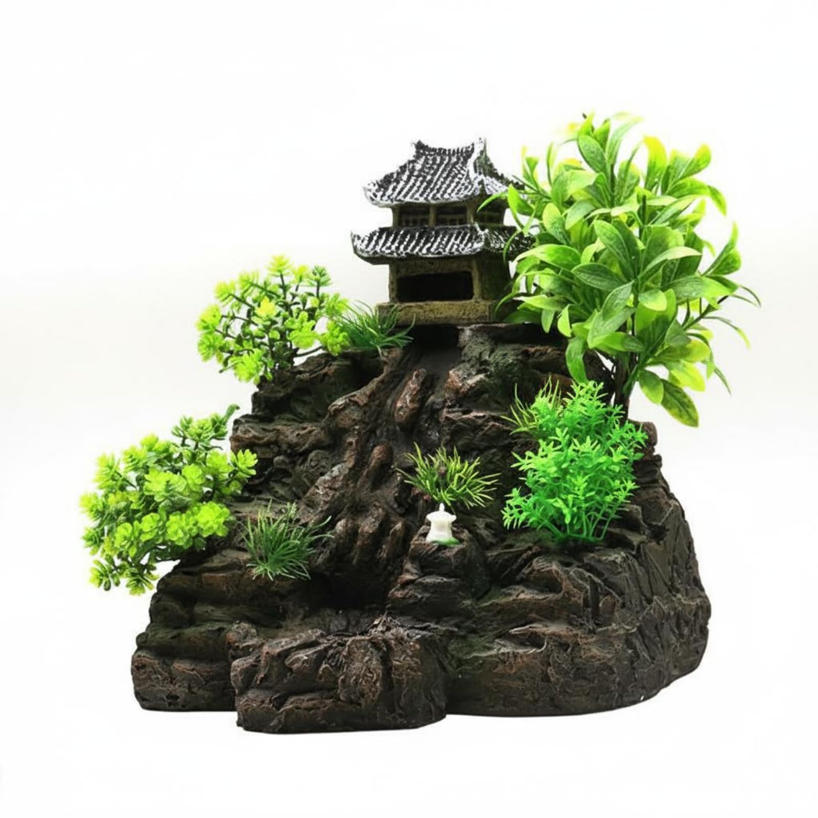 Felsen-Dekoration mit Tempelturm einzigartig Aquarium-Felsen mit Wasserfall-Effekt realistisch Dekoration Wasserfallsand für Aquarianer