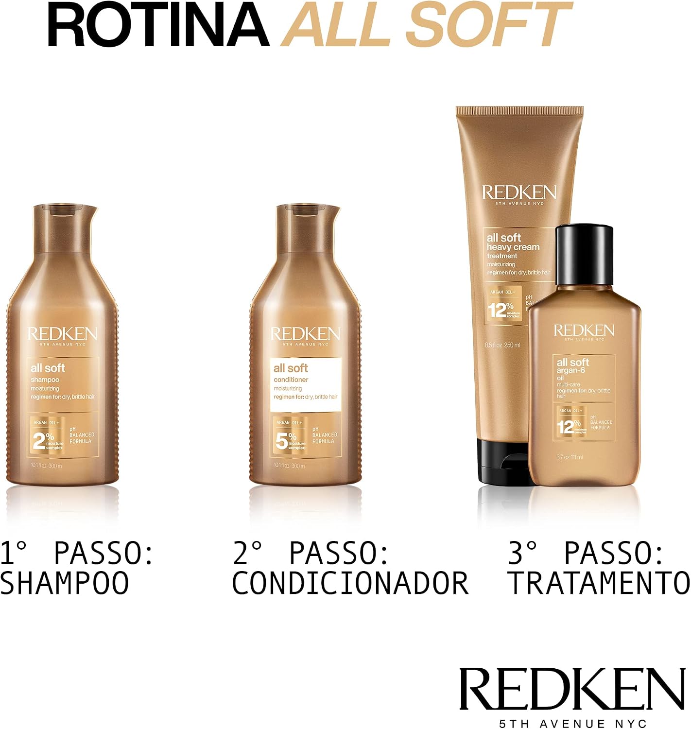 Redken Condicionador All Soft, Promove hidratação profunda e 15x mais maciez, Maciez intensa, Fórmula com óleo de argan, Para cabelos secos e opacos, 300ml