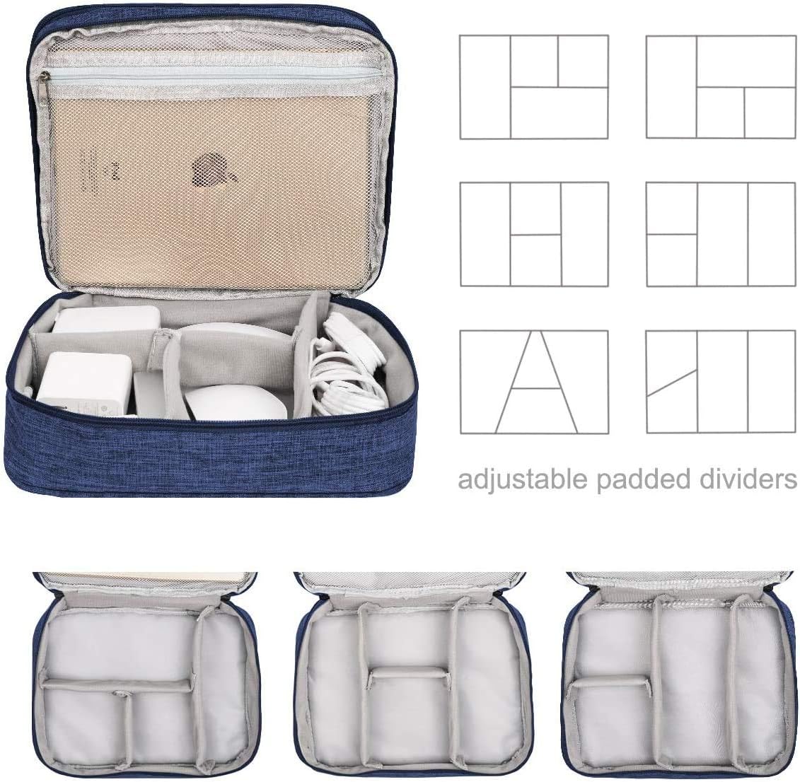 Electronics Organizer, Jelly Comb Electronic Accessories Cable Organizer Bag Waterproof Travel Cable Storage Bag for Charging Cable, Power Bank, iPad