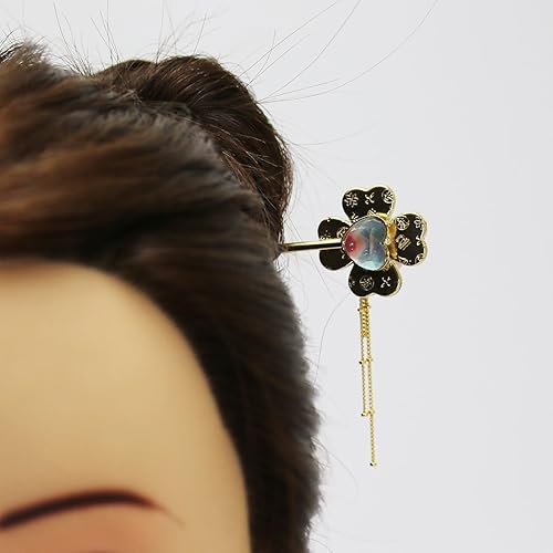 Miniatura 7 de tamarusan Pasador Flor Rosa Perla Cultivada Común Opal Oro Cadena Ornamento extraíble