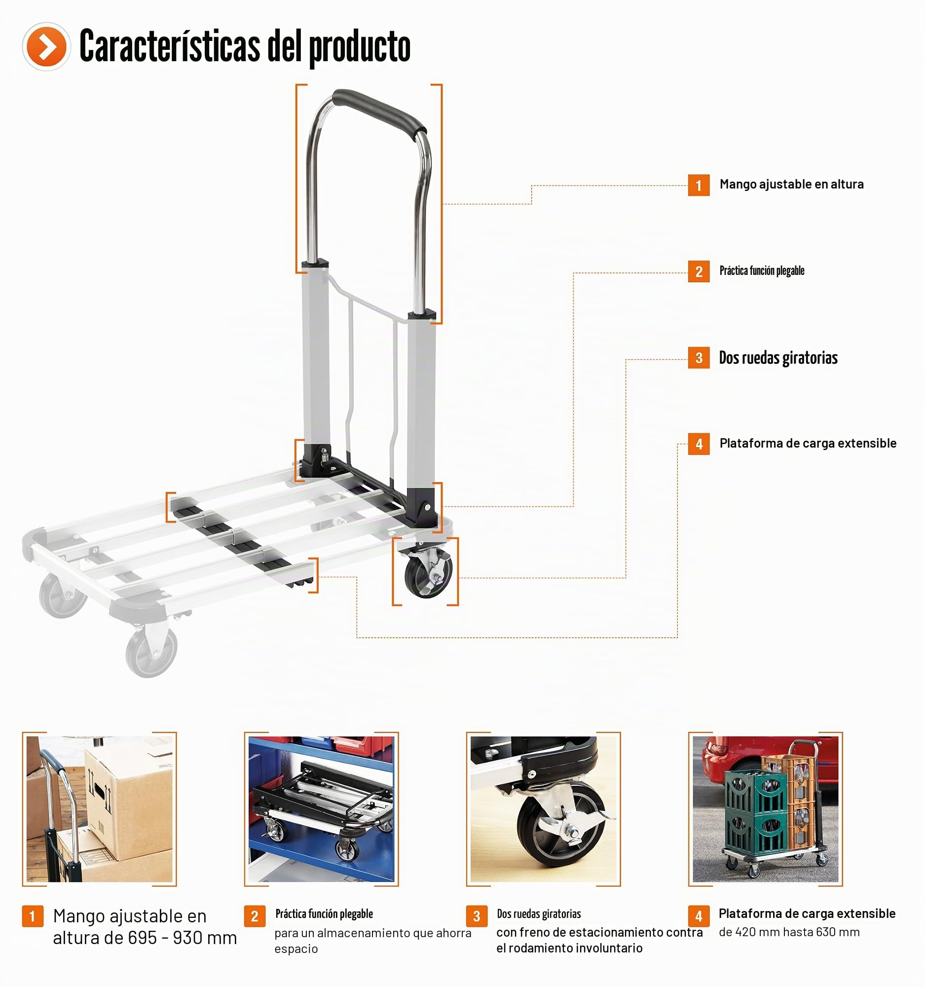Meister 8985590 - Carrito transportador plegable (150 kg)