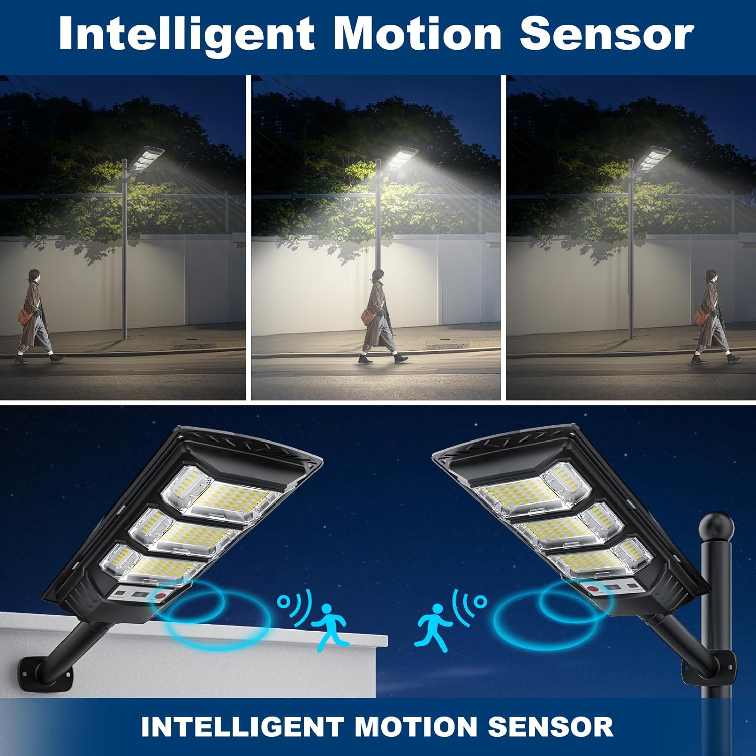 Solar Street Light Outdoor Waterproof, 2PACK Solar Street Light Outdoor Dusk to Dawn with Motion Sensor with Remote Control, LED Security Flood Light for Outdoor Garden Patio Path,