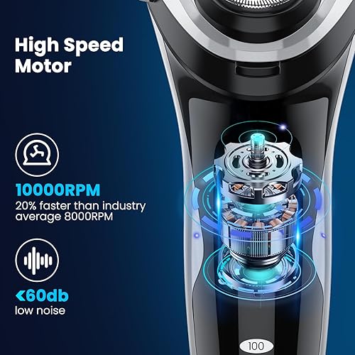 Miniatura 2 de Afeitadora eléctrica impermeable para hombre con estuche de viaje, potente y silenciosa, carga rápida tipo C (carga de 60 minutos, uso de 120