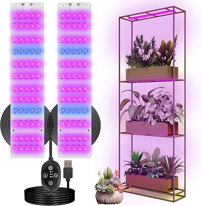 FenglinWisdom Grow Light for Indoor Plants, USB LED Grow Lamp, Waterproof Grow Light with 3/6/12H Timer Switch for Indoor Plants Seeding Veg Flower Growing Lamp