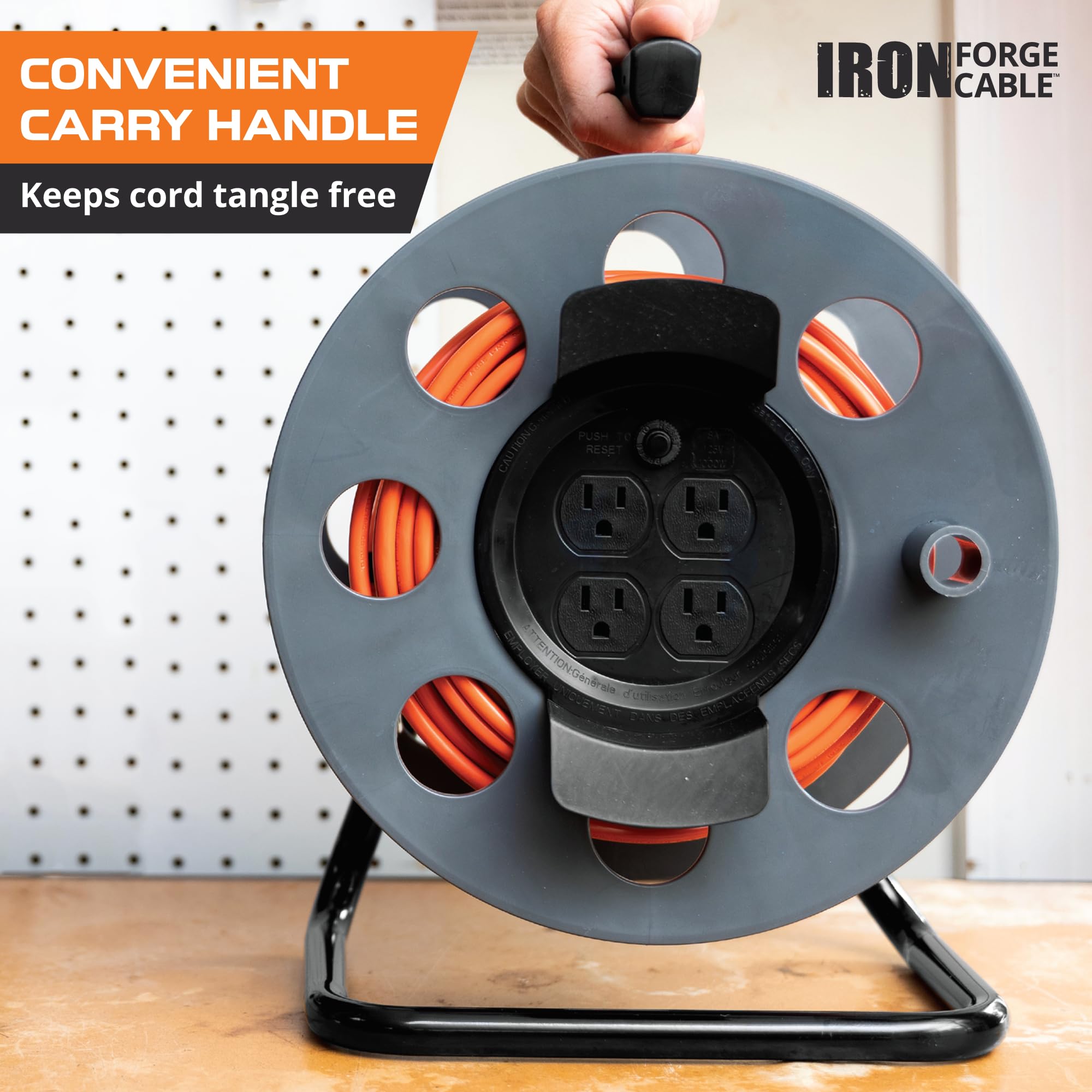 Amazon.com: IRON FORGE CABLE 75 Ft Extension Cord Reel with 4