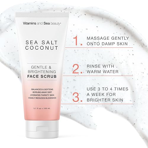 Miniatura 5 de Exfoliante facial suave e iluminador con sal marina y coco – Exfolia, hidrata y reduce imperfecciones – Limpiador facial equilibrante para todo tipo