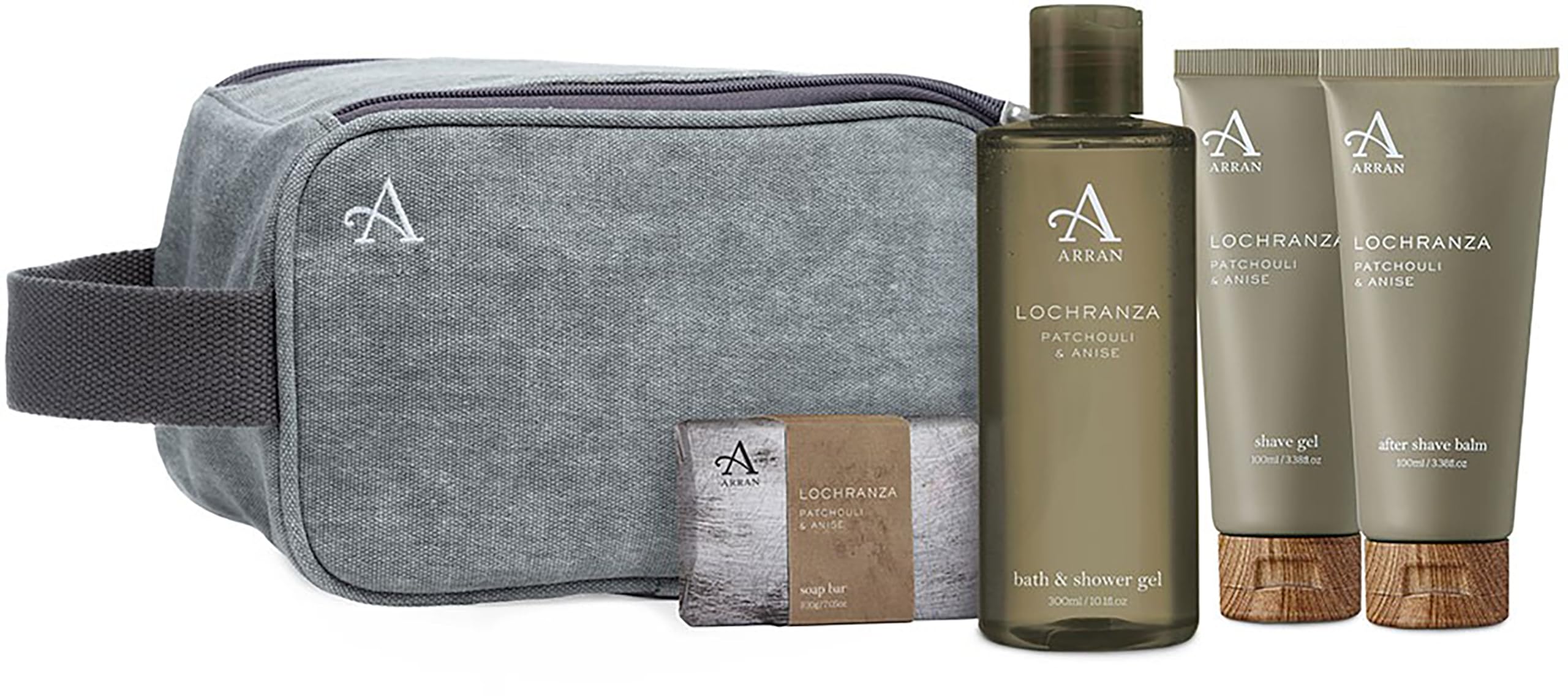 Arran Lochranza Mens Body Care and Shaving Gift Set with Lightweight Travel Wash Bag Beauty