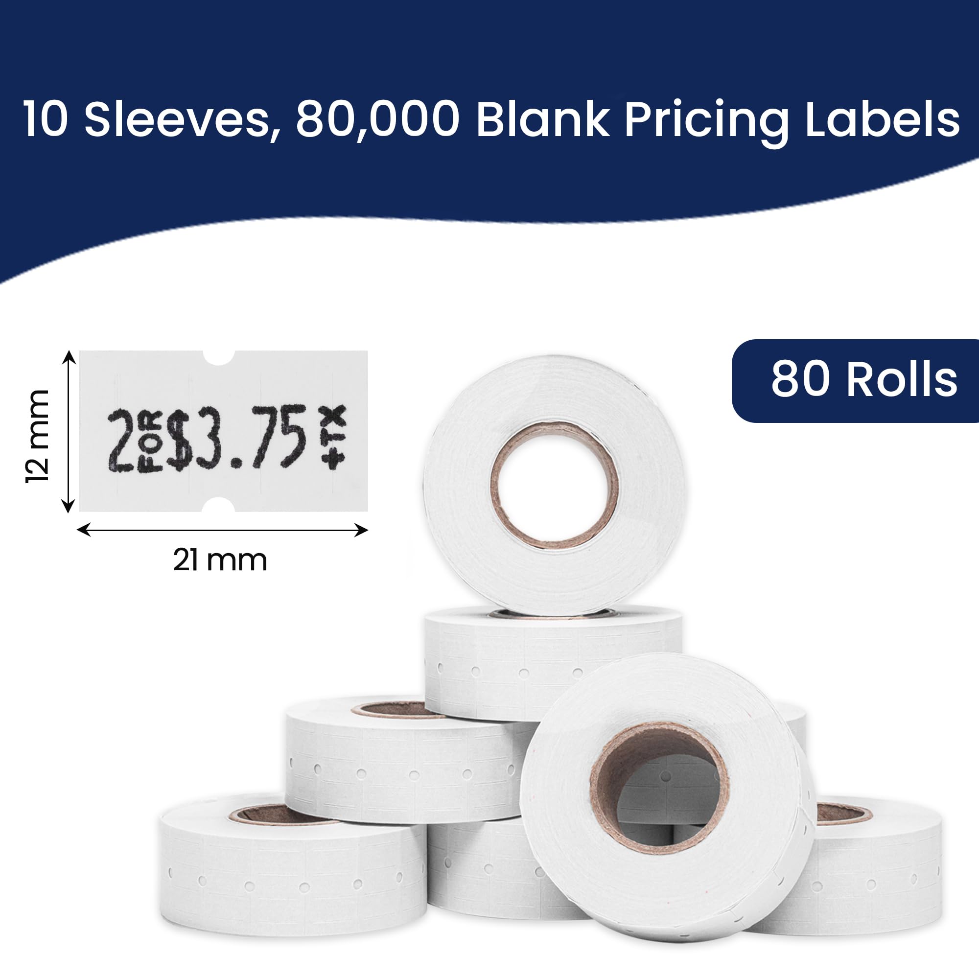 Blanc Perco étiquettes pour Perco 1 ligne Labeler Gun – 10 Sleeve, 80 000 étiquettes – avec Bonus d'encre Rouleaux