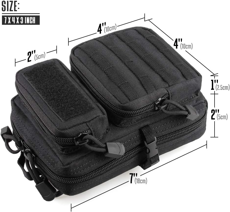 LIVANS Tactical Molle Utility Pouch, EDC Tool Pouch Tactical Phone Pouches Mini Waist Pouches Medical EDC IFAK Pack Mini Design of 3-Day Backpack - Image 2