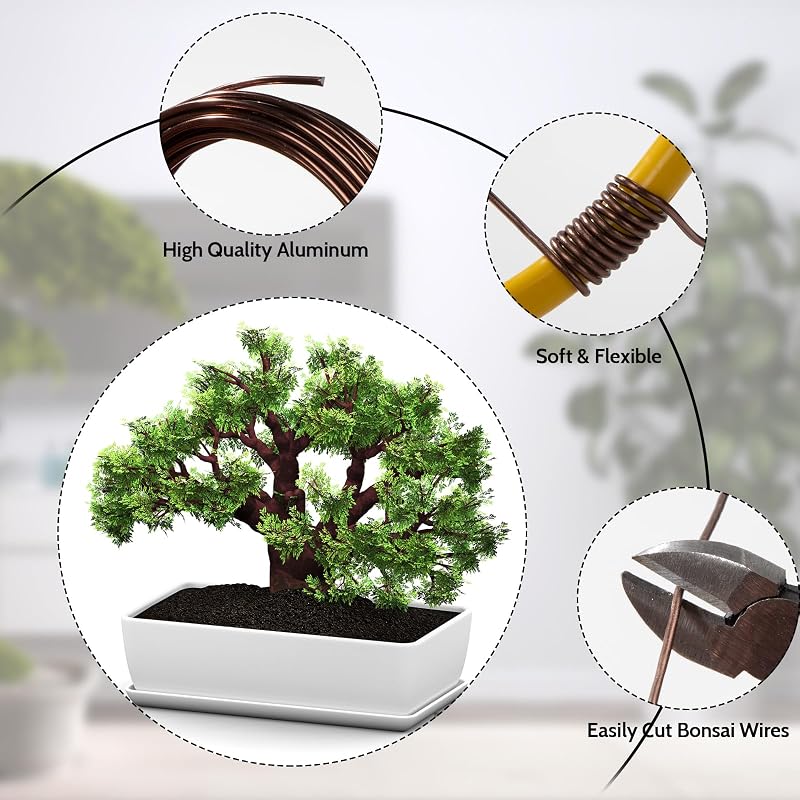 Heveer Bonsai Drót 5 Tekercs 25m Alumínium Növénykötöző Drót Drótcsipesszel