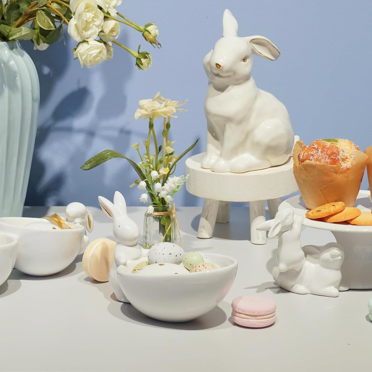 Newman House Studio Easter Decorations Candy Dish Bowl Candy Server Nut Dish Ceramic Cake Stands Decorative Bunny