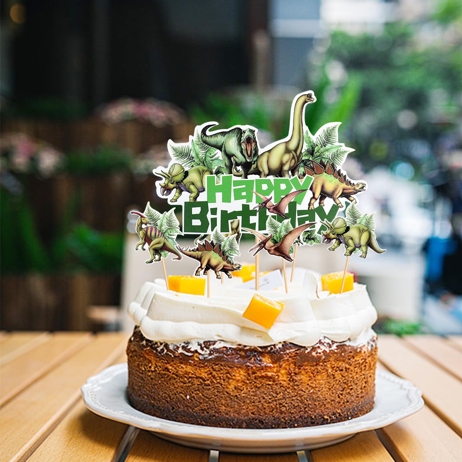 MXGHWG 32 Pieces Of Dinosaur Placards, Forest Dinosaur Cake Decoration, Dessert Top Plug-In - Image 4