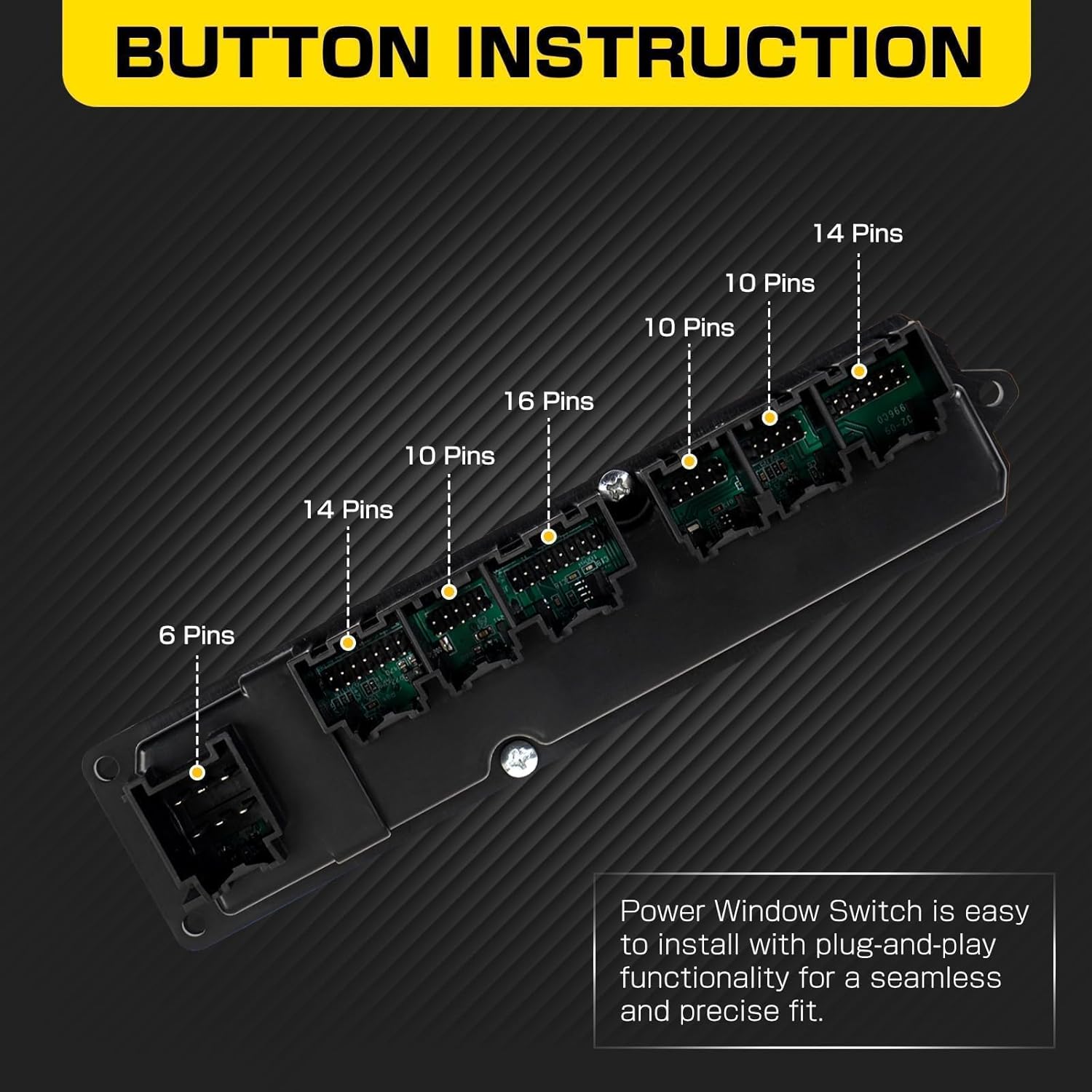 Power Window Switch Front Driver Side Control Switch Compatible with GMC Chevy Silverado Sierra Yukon 1500 2500 3500 2007-2014 Replace 20835553