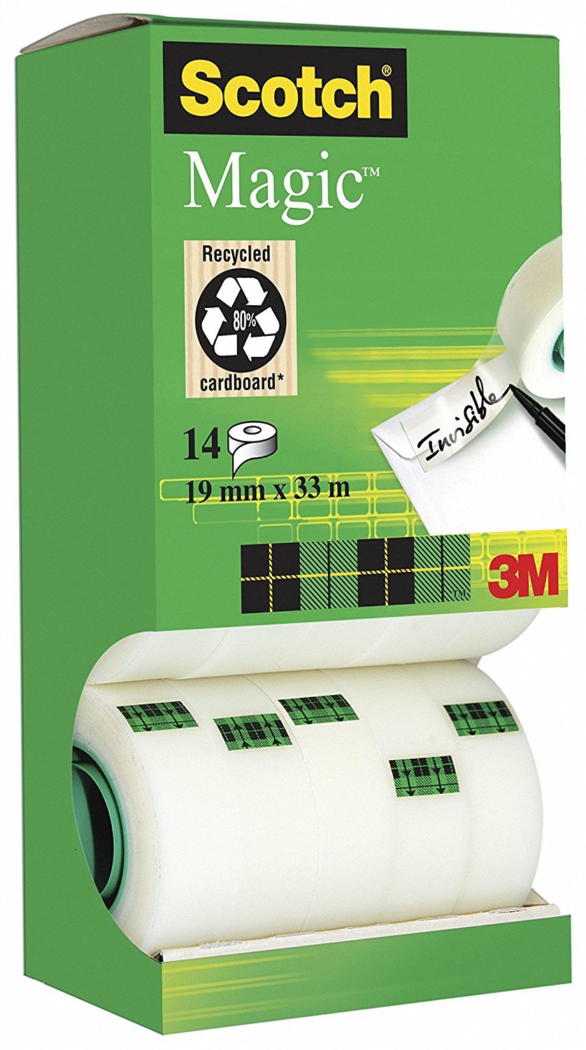 3M SCOTCH Tour distributrice de14 rouleaux adhésifs invisibles Magic 810-19 mm x 33 m