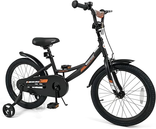 Miniatura 9 de COSTWAY - Bicicleta para niños, de 12 pulgadas, con ruedas de entrenamiento removibles, frenos duales, asiento y altura de manillar ajustables, Negro