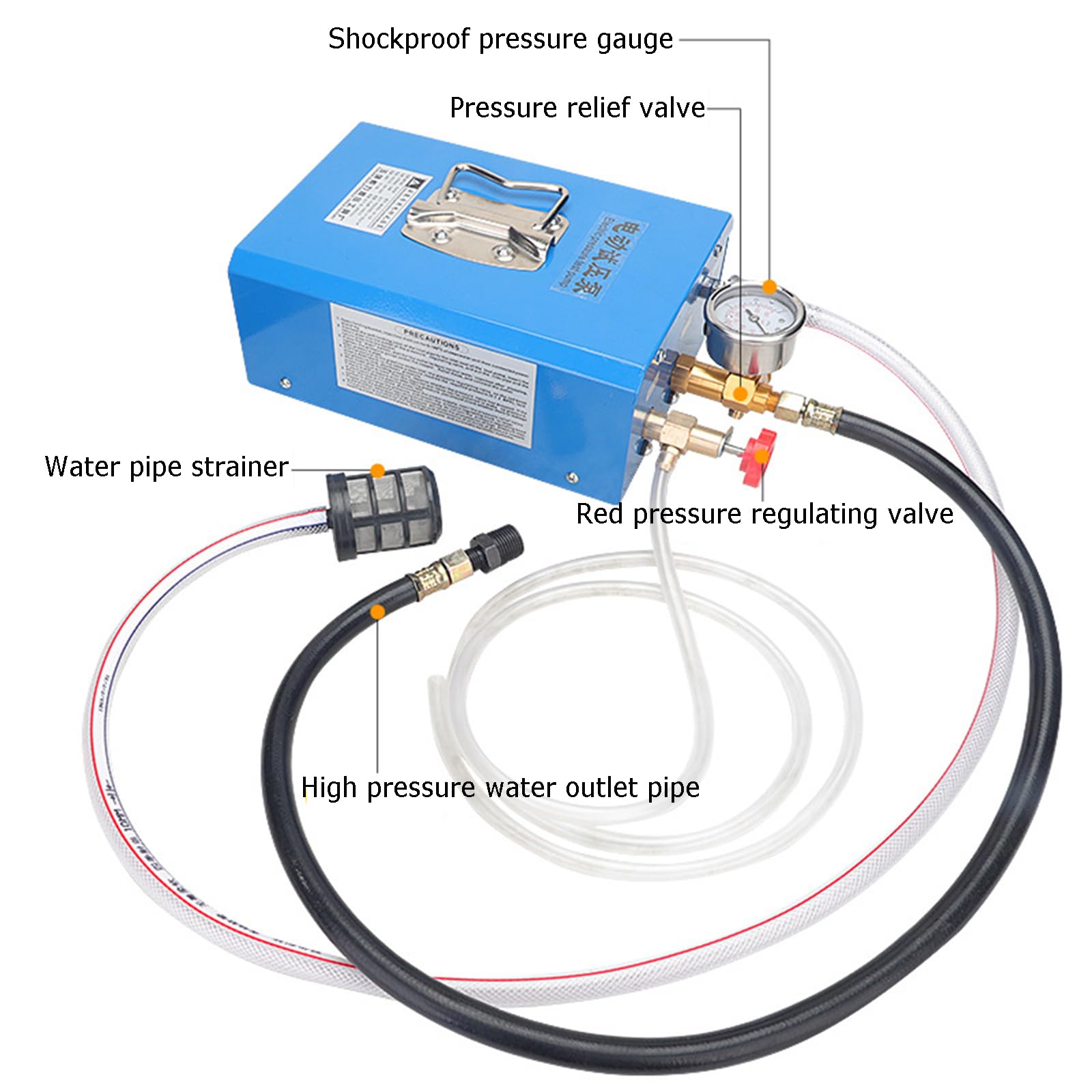 Bomba eléctrica de prueba de presión, herramienta de prueba hidrostática para lavado de coches, flujo máximo 9 l/min, medidor de presión 0-12 kg/cm², ideal para tuberías de calefacción de agua