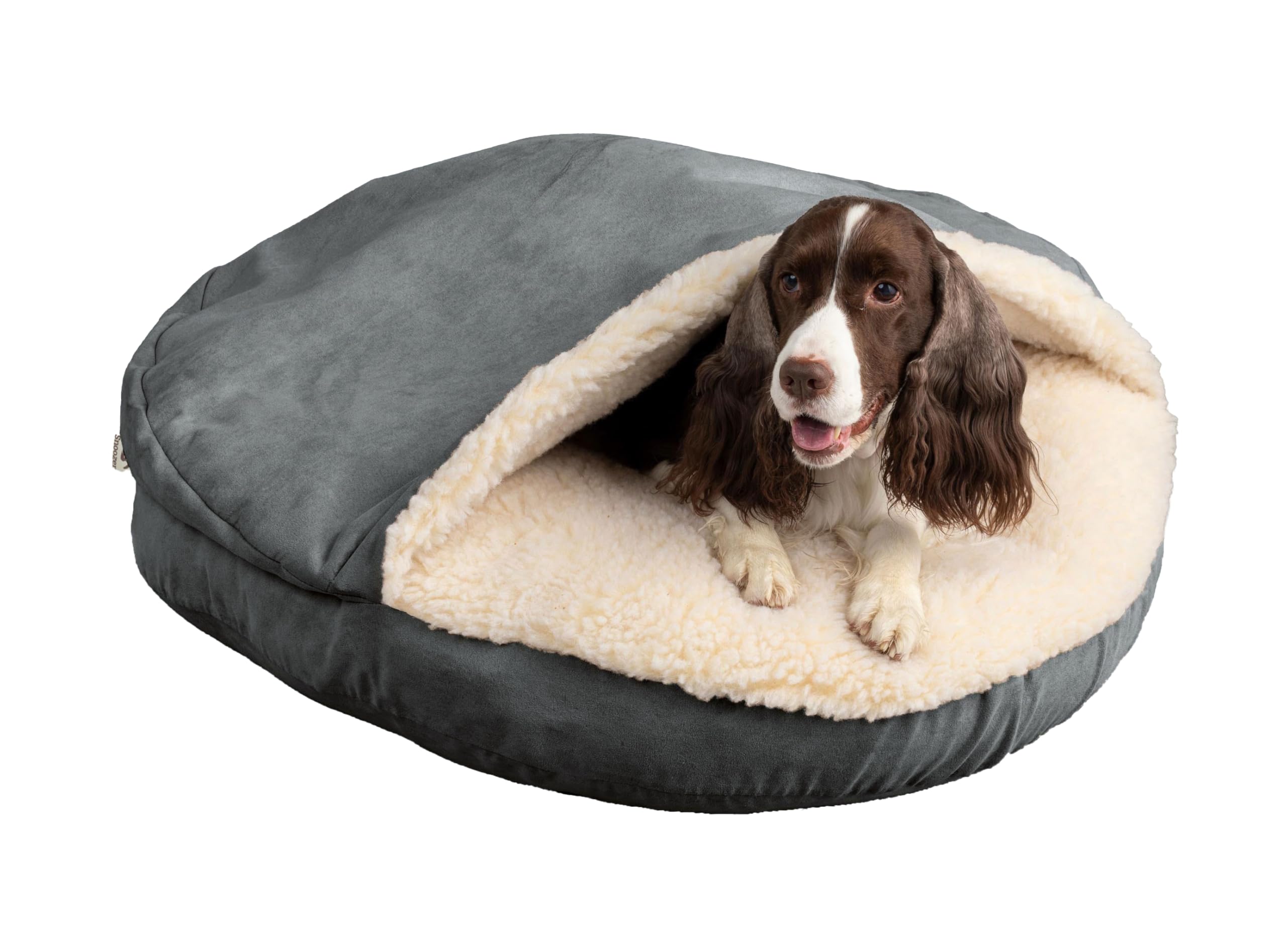 Snoozer Cozy Cave Dog Bed - Indoor Dog Bed with Cover Cave, Covered Calming Burrow for Medium & Large Sized Pets with Blanket Attached, Enclosed,