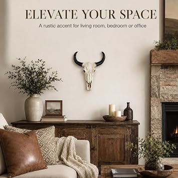 IMIKEYA Halloween Cow Skull Decor: Realistic Statue Skeleton Animal Head Bull Head Skull Wall Hanging Art Home Wall Decor
