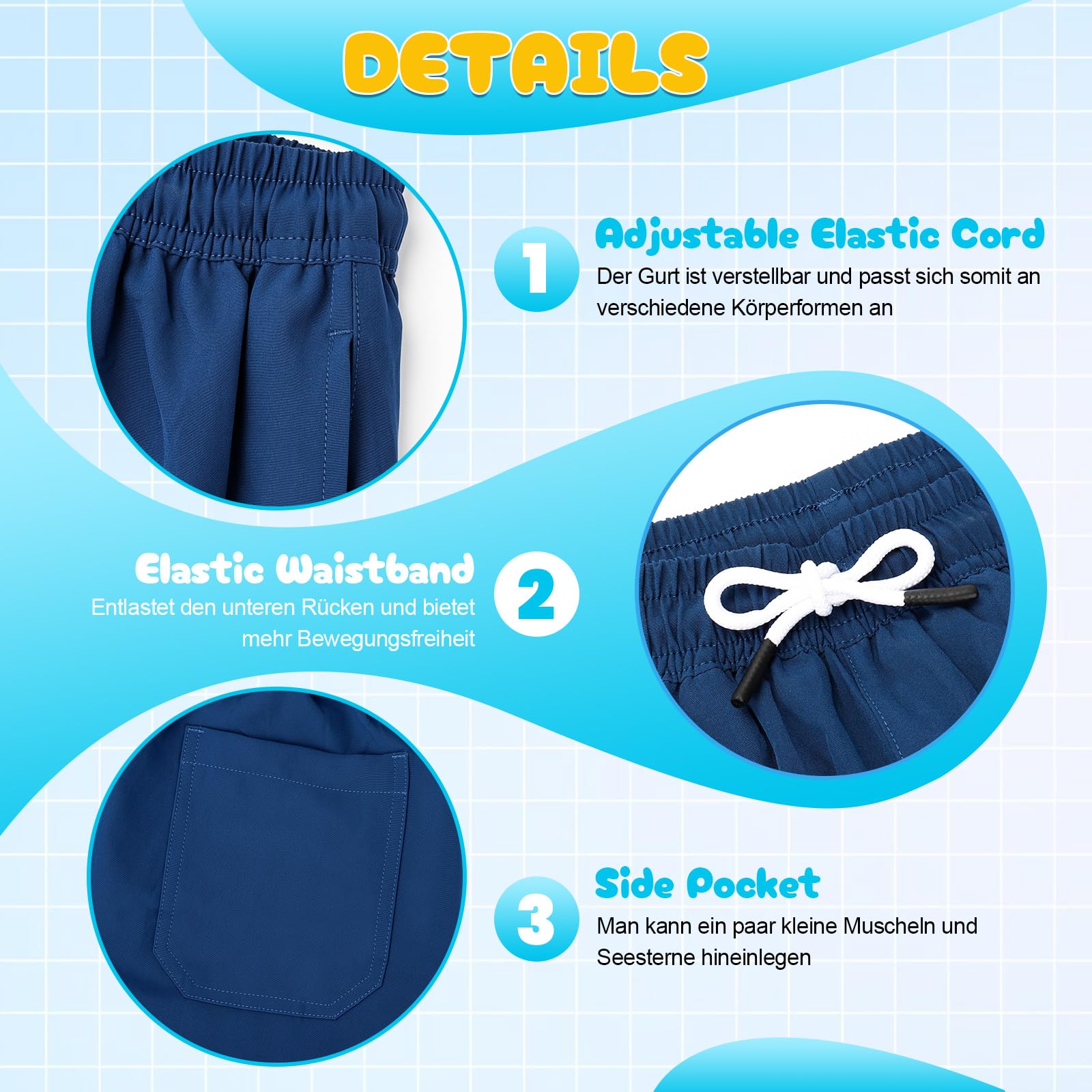 Leeboom Costume Bambino Mare 2 in 1 con Slip Interno – Costume Ragazzo Mare Antistrappo Asciugatura Rapida con Mutandina Integrata, Ideale per Estate e Piscina
