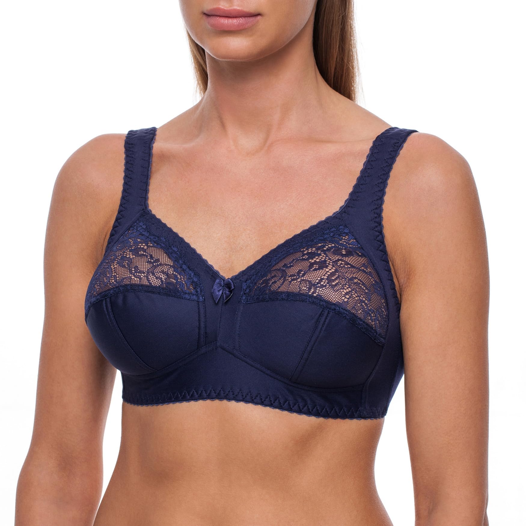 frugue Ladies Bras Non Wired Wireless Minimiser Support Plus Size Blue 44 DD