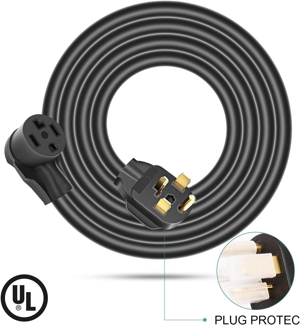 Dryer Extension Cord 4 Prong, 30 Amp NEMA 14-30P to 14-30R Extension Cord for Dryer Power Extension and EV Charging, 125V/250V, 10 Feet