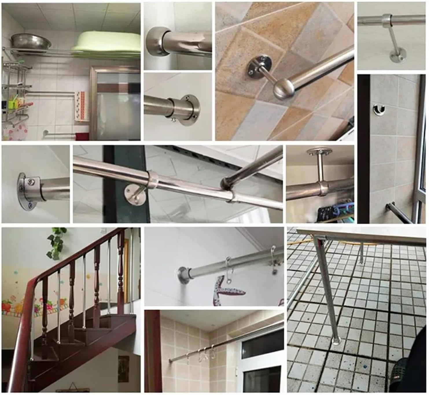 Closet Rod Brackets 10Pcs 19mm Thicken Stainless Flange Tube Holder for Wardrobe Curtain Cloth Rod Seat Round Tube Seats Bracket for Closet Bathroom(A19mm - 65mm)