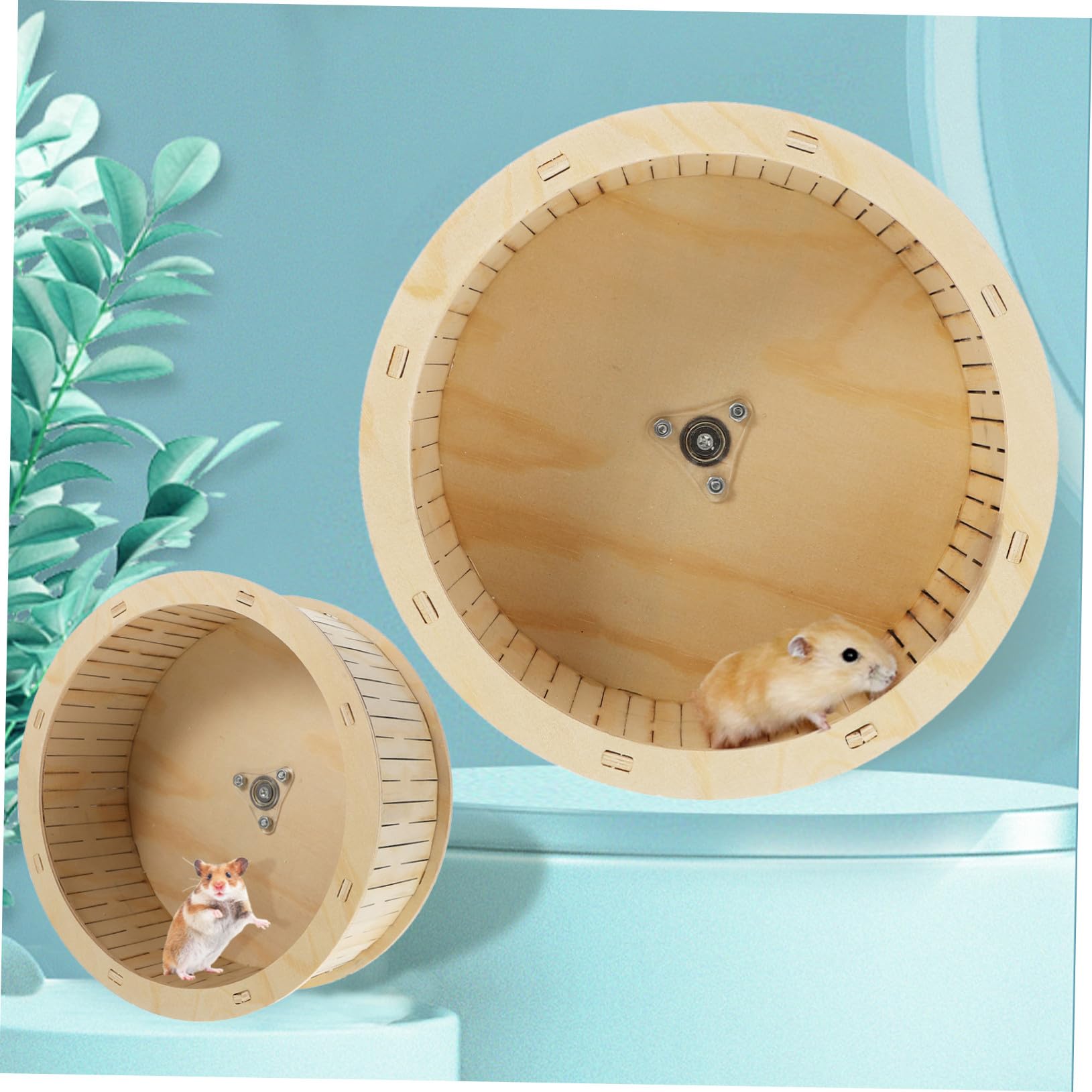 Ruota in Legno per Criceti Gioco da Esercizio Silenzioso Antistress Design Ecologico Dimensioni 22 Cm per Roditori Animali Domestici