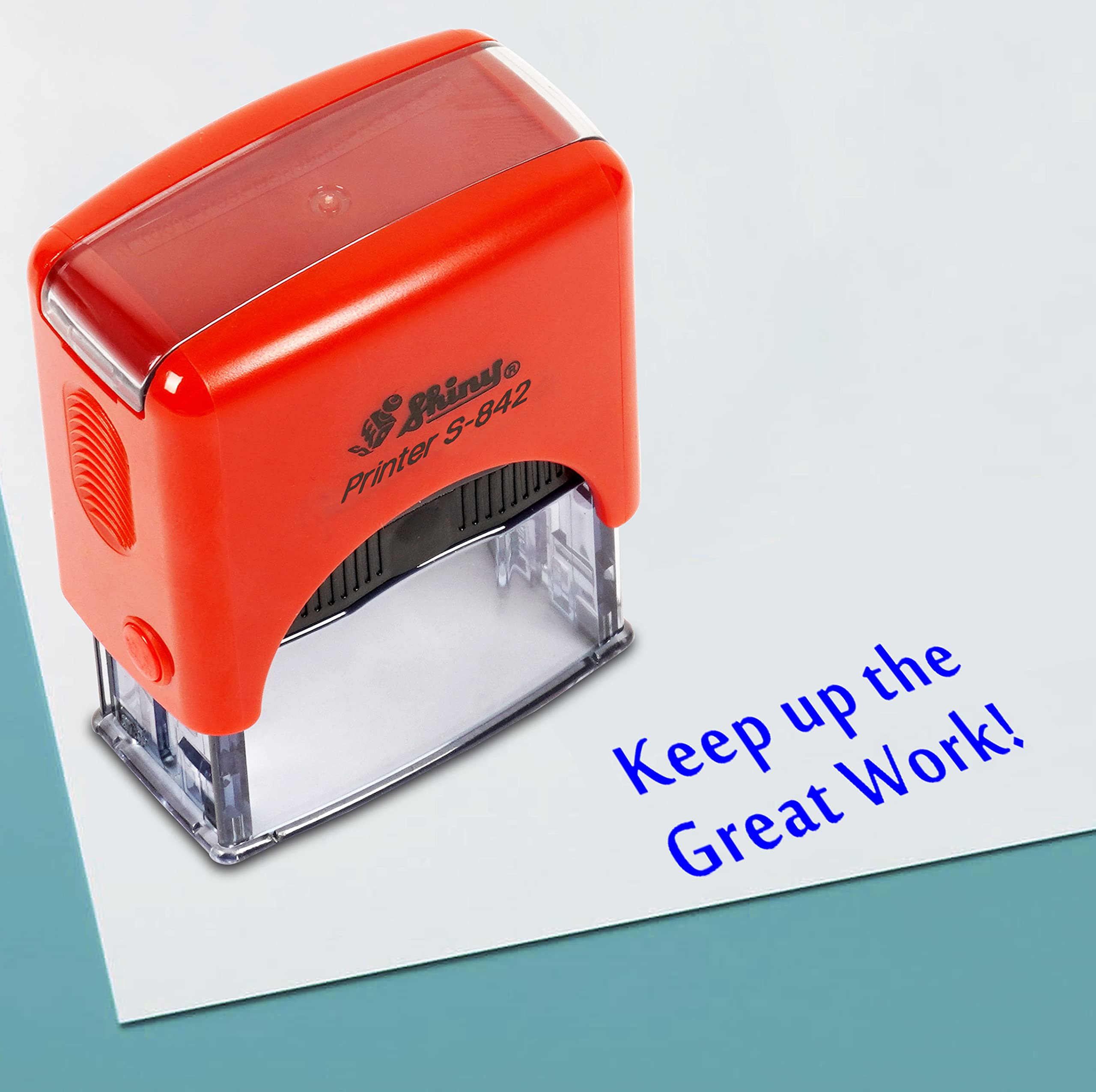 Printtoo Keep Up The Great Work Self Inking Rubber Stamp Pre,Inked Office Stamp, Home Office Business Stationery, 38 x 14 mm, Blue