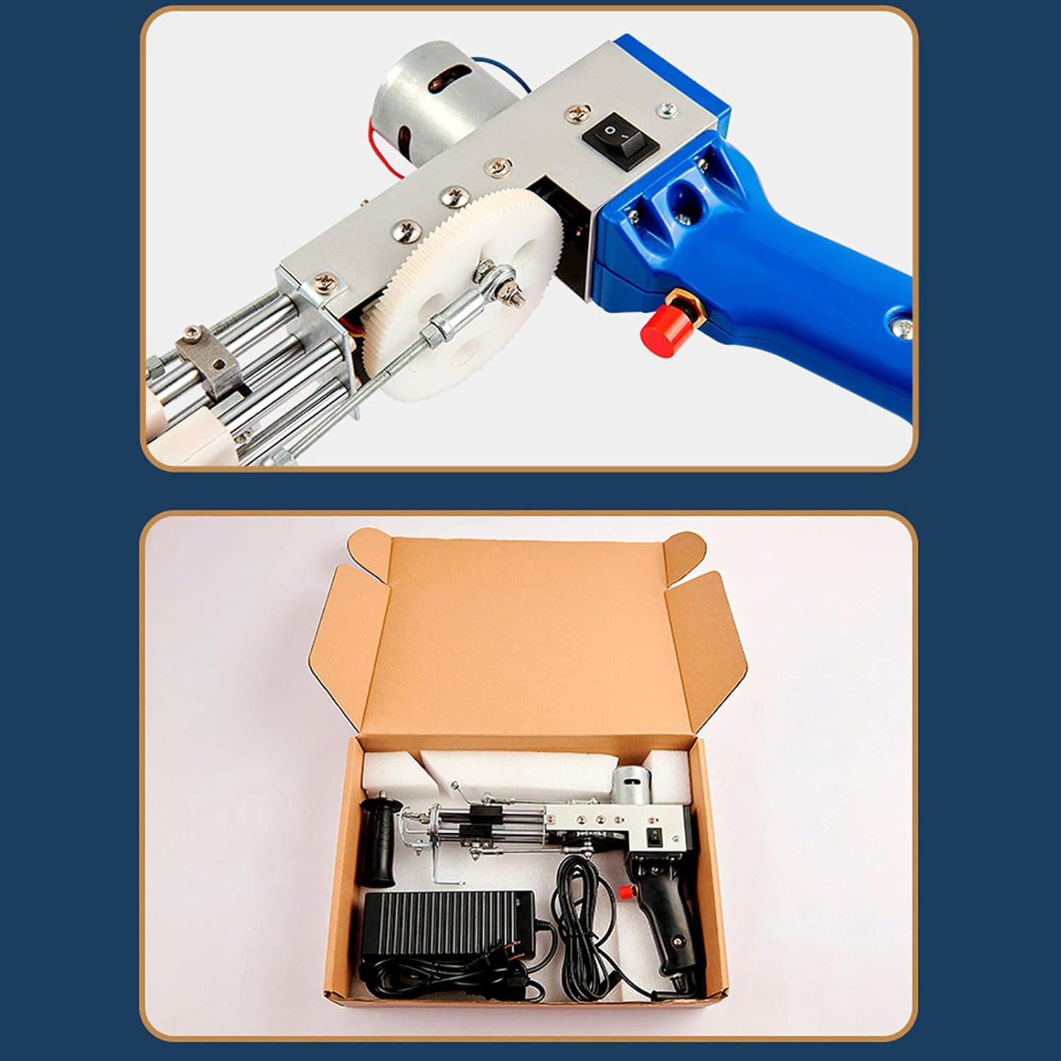 Tufting Gun,Cut Pile and Loop Pile 2in1 Dual-Use Rug Gun Rug Making kit,Embroidery Machine Punch Needle kit ​DIY Efficient Hand-Held Knitting Machine 5-45 Stitches/Sec