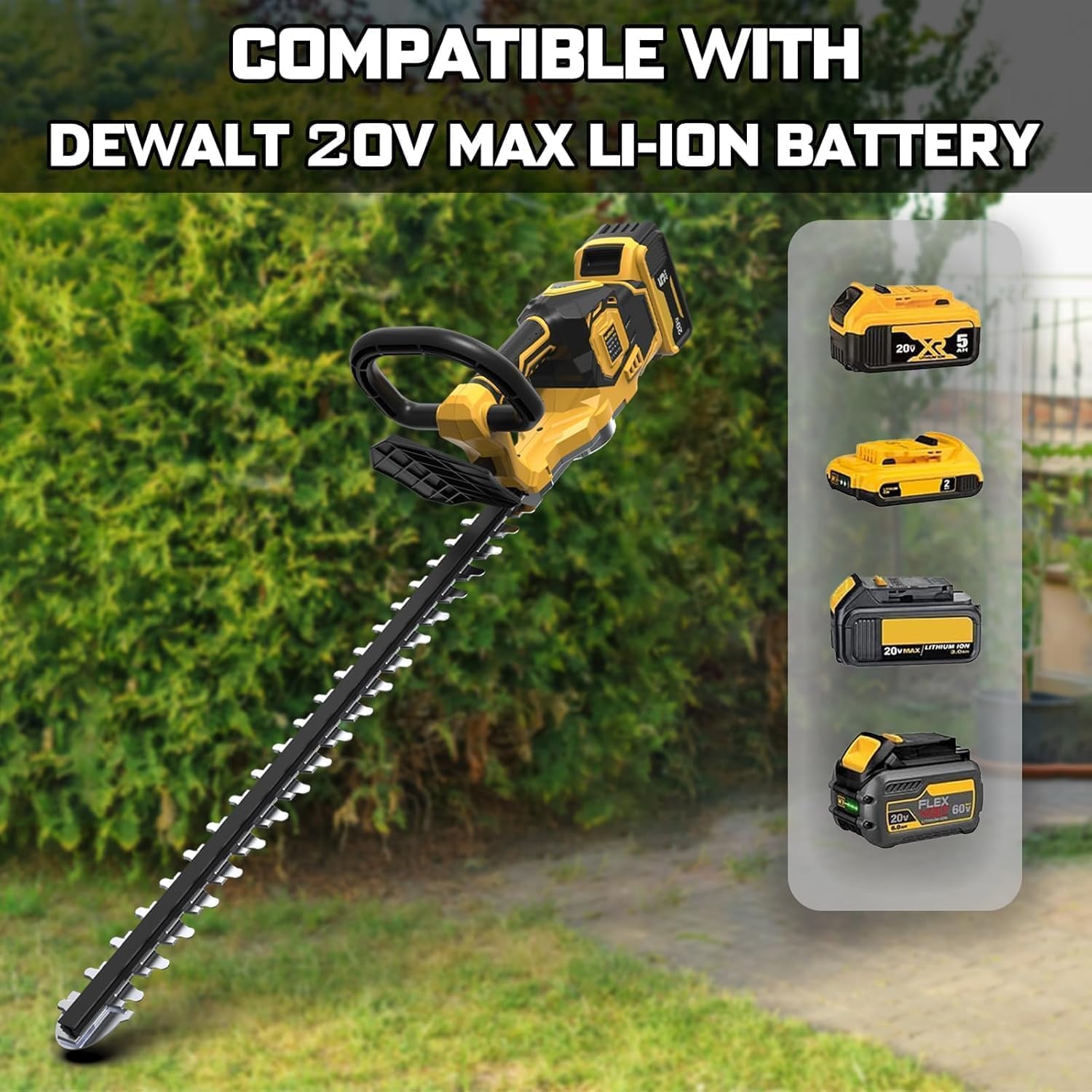 Cortasetos inalámbrico para batería Dewalt de 20 V MAX (sin batería), recortadora eléctrica de bordes de arbustos de 22 pulgadas, motor sin escobillas, potente y ligero, 2 kg