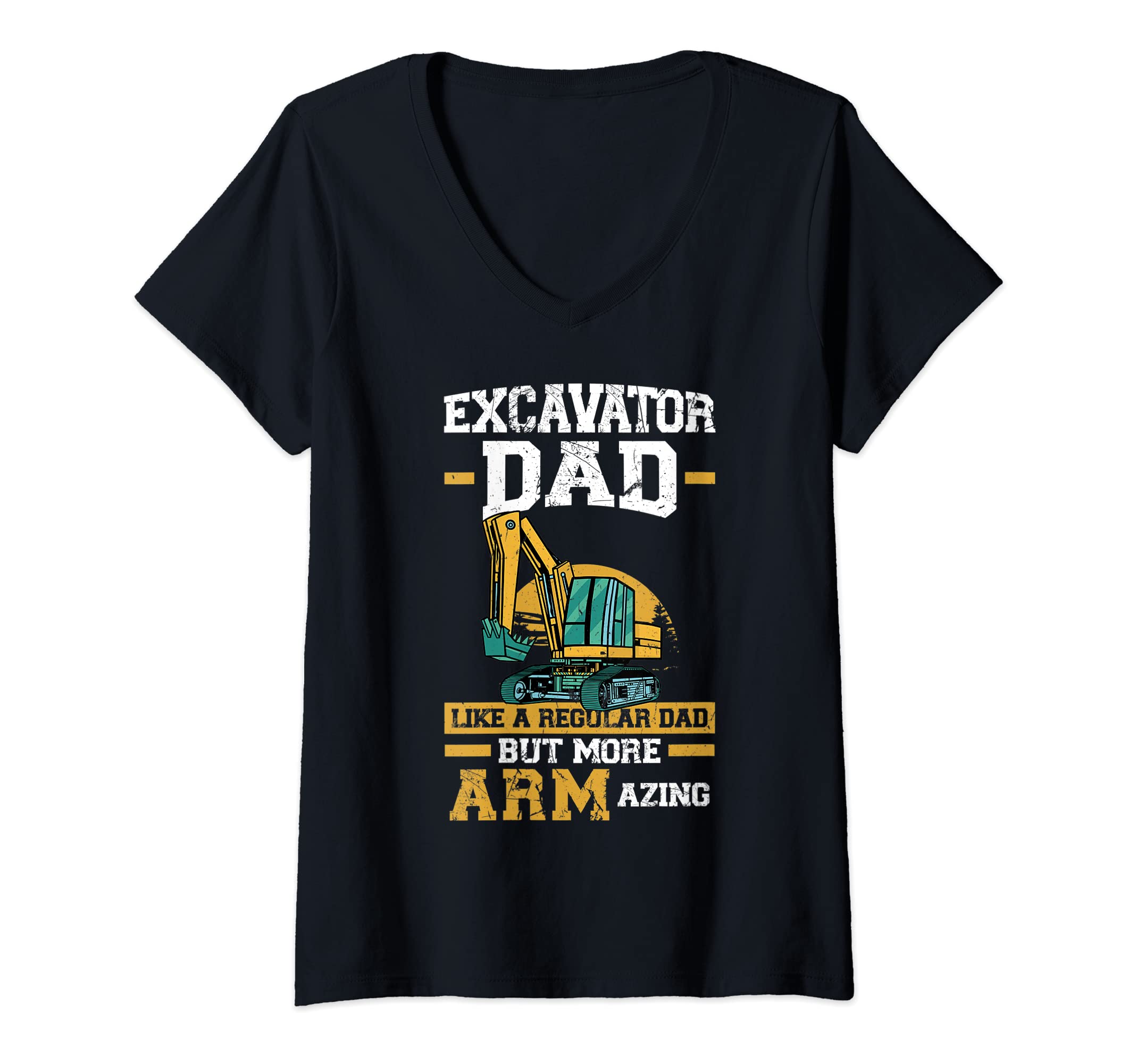 Womens ARMazing Excavator Dad V-Neck T-Shirt