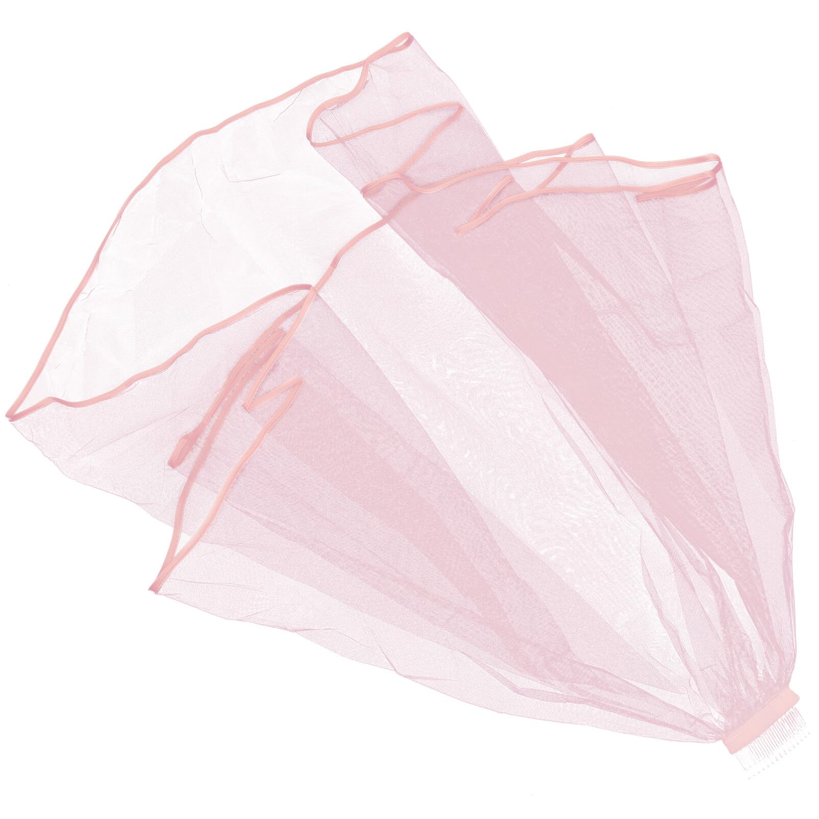 GALPADAHalloween Decorations Wedding Veil Bridal Veil Wedding Party Photo Shot Short Veil Double Layer Veil Pink Wedding Decorations