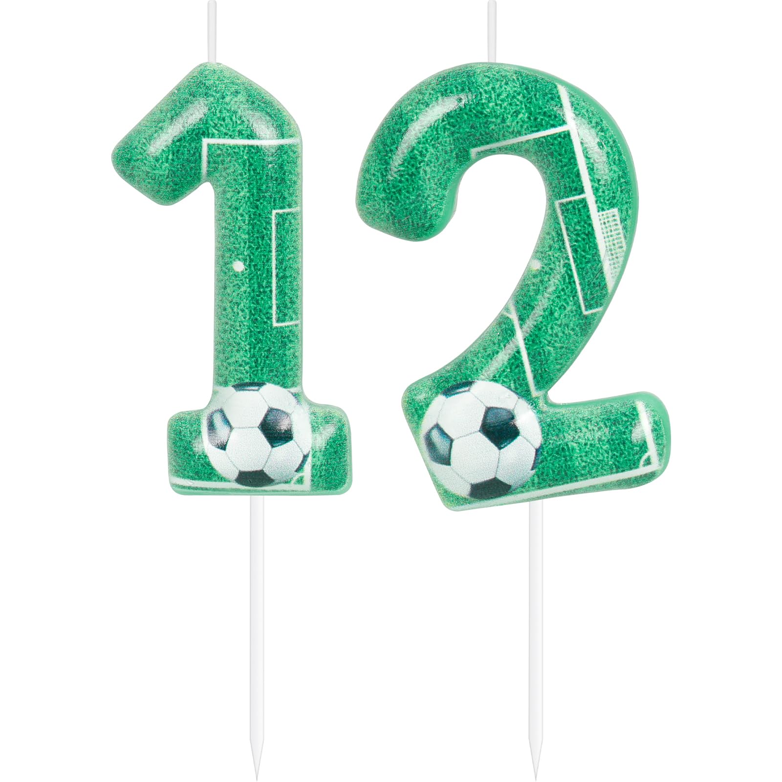Soccer Theme Birthday Candle Number 12 - Football Cake Topper Decor For Parties