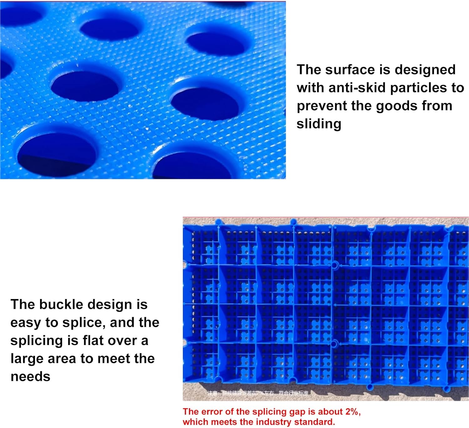 4 Pcs Plastic Pallets, Nestable Floor Pallets, Blue HDPE Pallets, Plastic Grating, Moisture-Proof Floor Pallet, Stackable Modular Platform, for Supermarket Basement Storage Warehouse(15.7x15