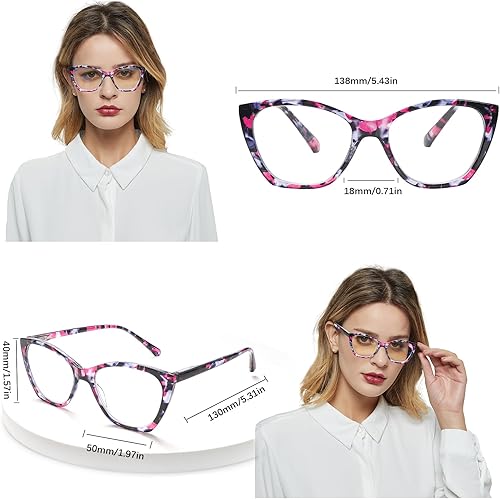Miniatura 3 de CLASAGA Gafas de lectura para mujer, antideslumbrantes, con bloqueo de luz azul, lentes de moda para mujer, lentes de bisagra de resorte