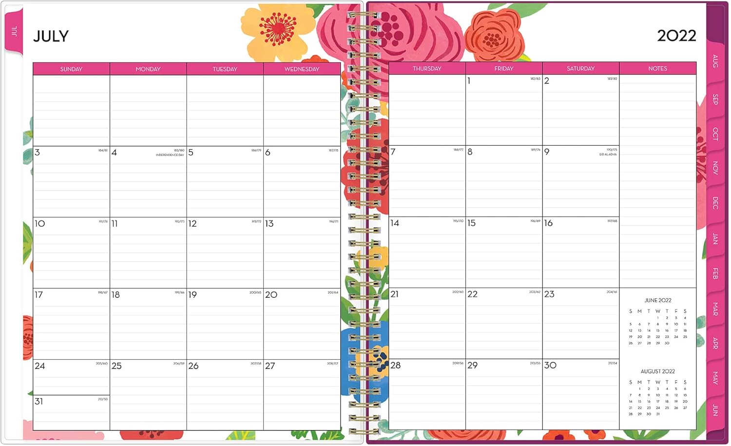 Blue Sky 2022-2023 Academic Year Weekly and Monthly Planner, 8.5" x 11", Flexible Cover, Wirebound, Mahalo (100149-A23) : Everything Else