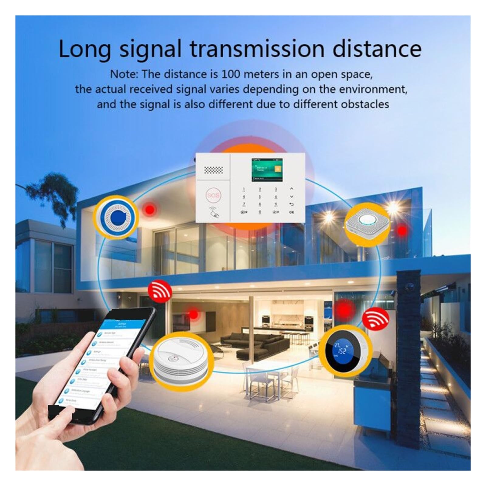 Sistema de Alarma, Alarma Inteligente inalámbrica en casa gsm Seguridad del hogar con Sensor Detector de Movimiento Alarma antirrobo(Set 2)