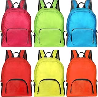 Sherr 6 Pieces 17 Inch Backpacks in Bulk Foldable Basic Back Packs Colorful Backpacks Assorted Colors Lightweight Backpacks for Outdoor Travel